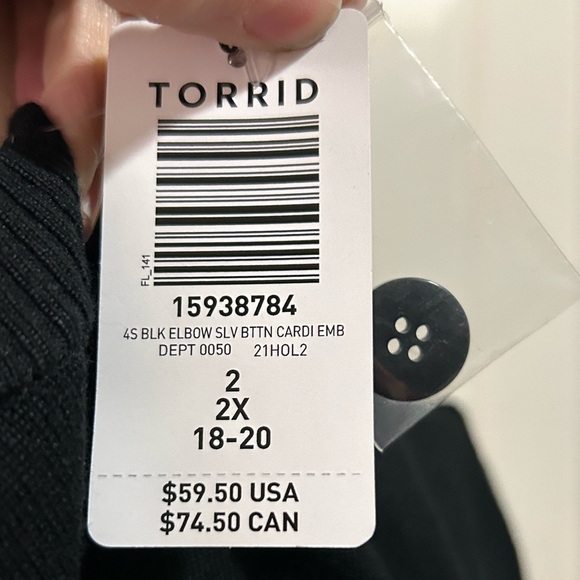 Torrid Cropped Cardigan - Embellished Black SZ 2X, NWT - Picture 11 of 11